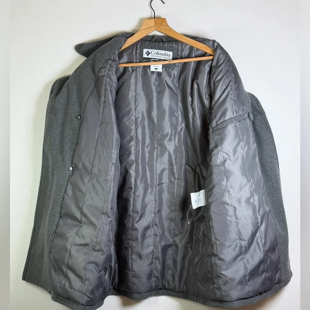 Columbia Men’s Heavy Peacoat Jacket Gray Classic Tailored Outerwear Sz L